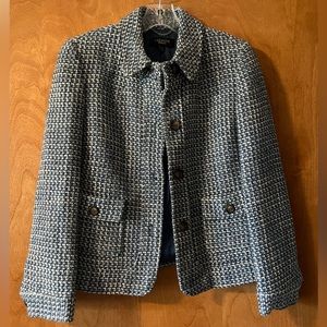 Vintage Talbots wool blazer, blue and white, size 8